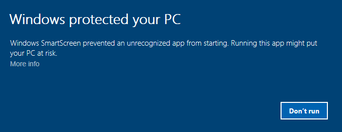 SmartScreen Warning 1